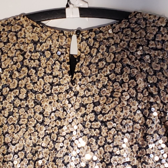 Vintage Liz Claiborne Trapeze Swing Dress Floral Sequined 90's Grundge - Picture 4 of 8